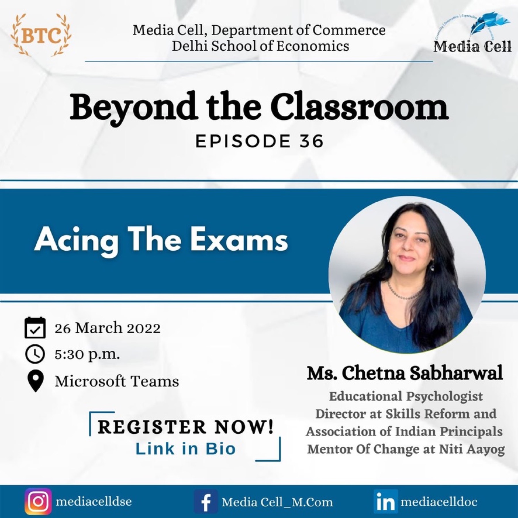 Beyond the Classroom episode poster featuring Chetna Sabharwal
